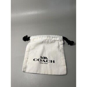 Coach New York Drawstring Dust Bag Pouch Small White Black Jewelry Accessory